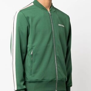 Palm Angels Green Jacket with White Accents